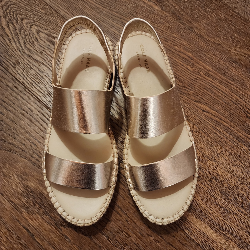 Cole Haan Metallic Gold Espadrilles 8.5 EUC